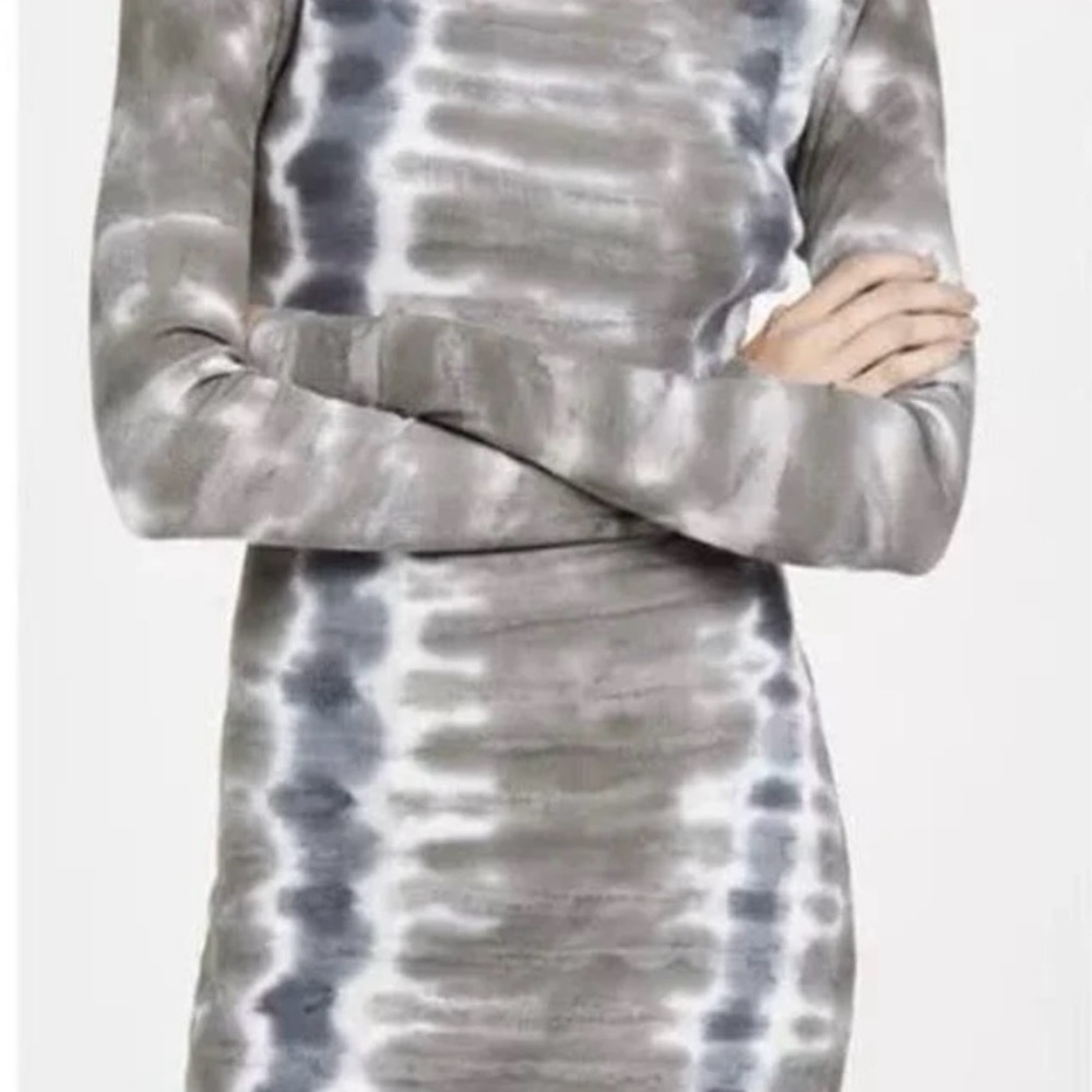 Young Fabulous and Broke Gray Tie-Dye Long Sleeve Dress